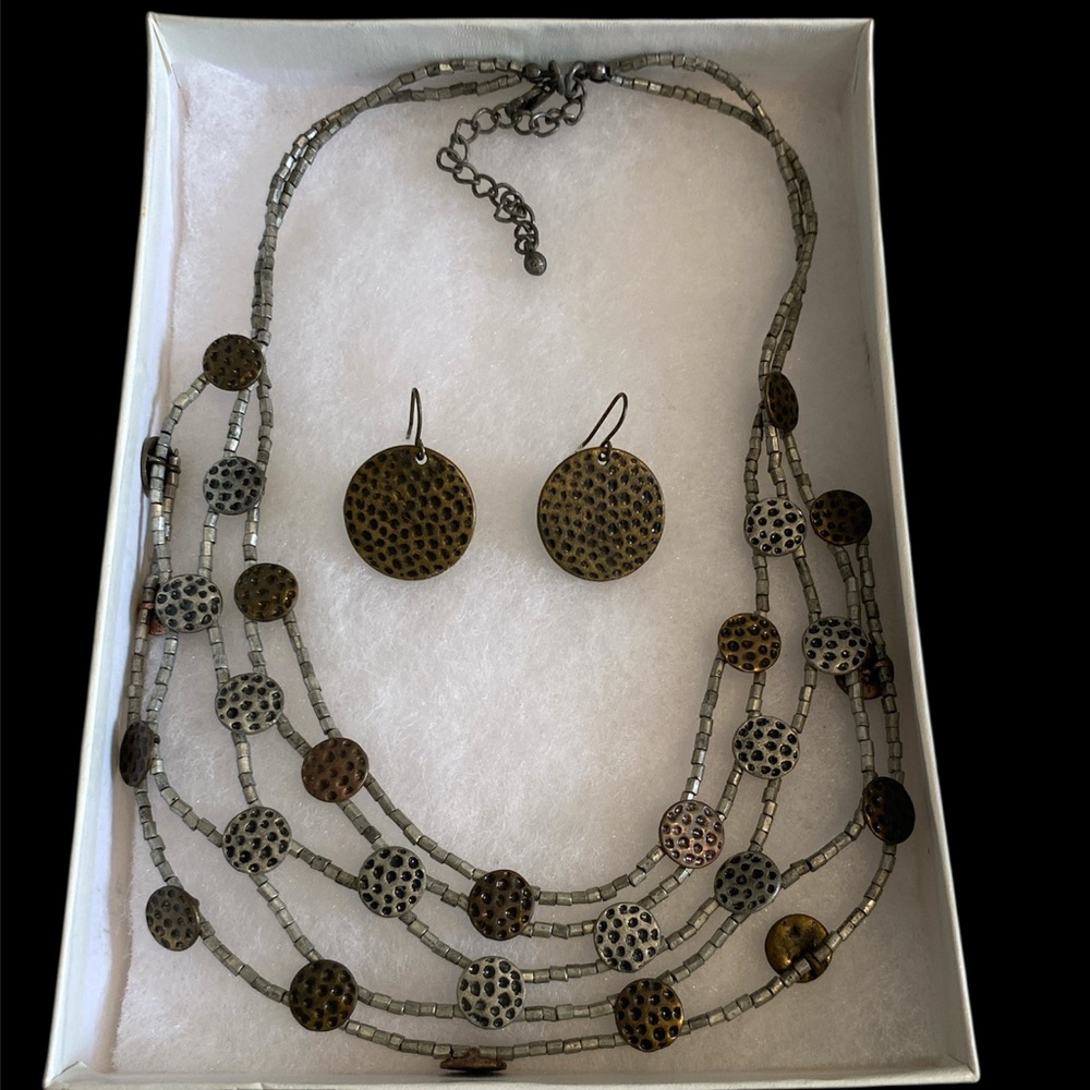 Elegant Multi-Layered Necklace and Earring Set